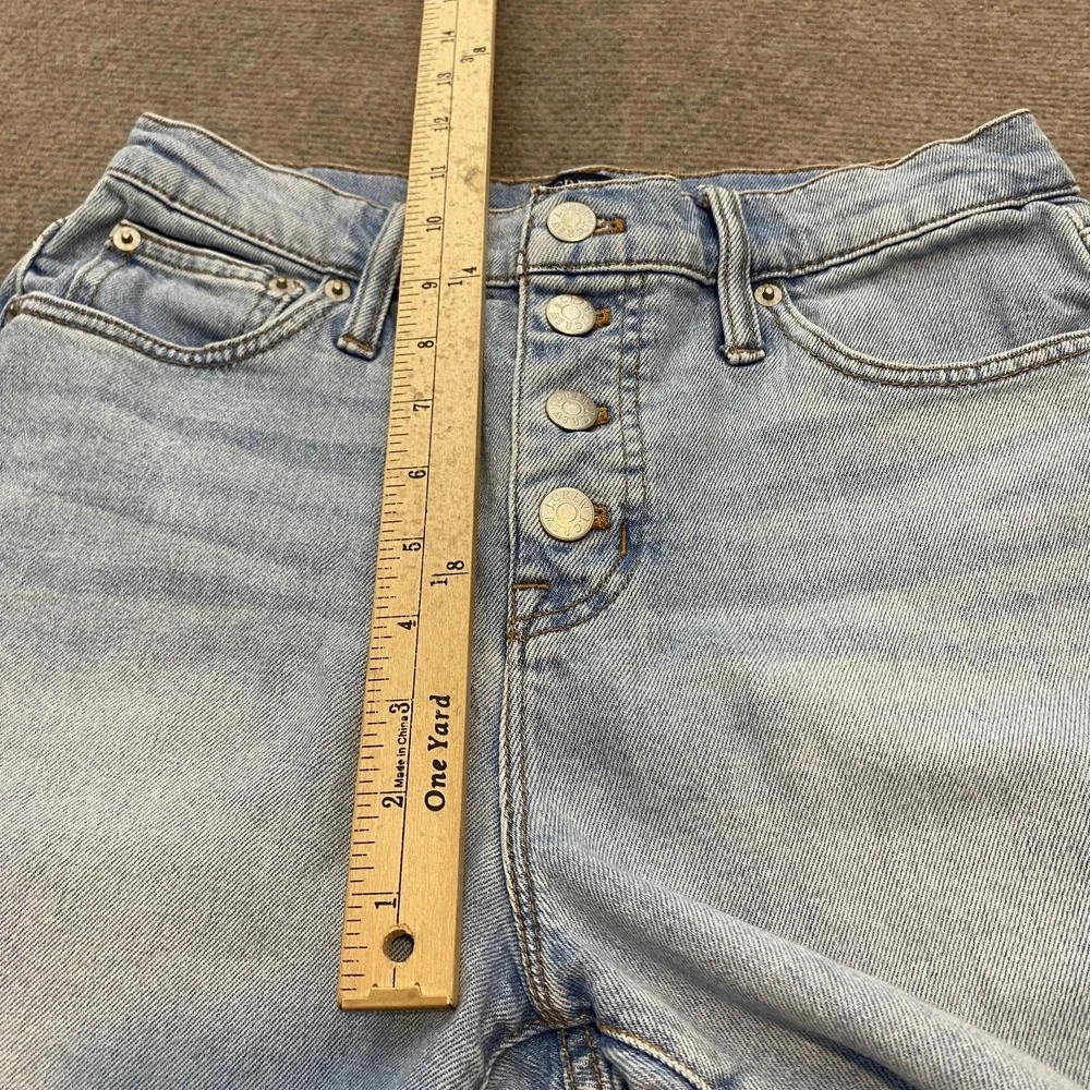 J.Crew‎ Jeans Womens 28 Light Blue 10in High-Rise Skinny Distressed Raw Hem